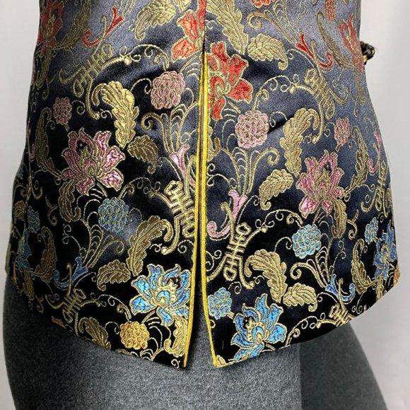 VINTAGE Cassure embroidered asian chinoiserie vest - Picture 6 of 8